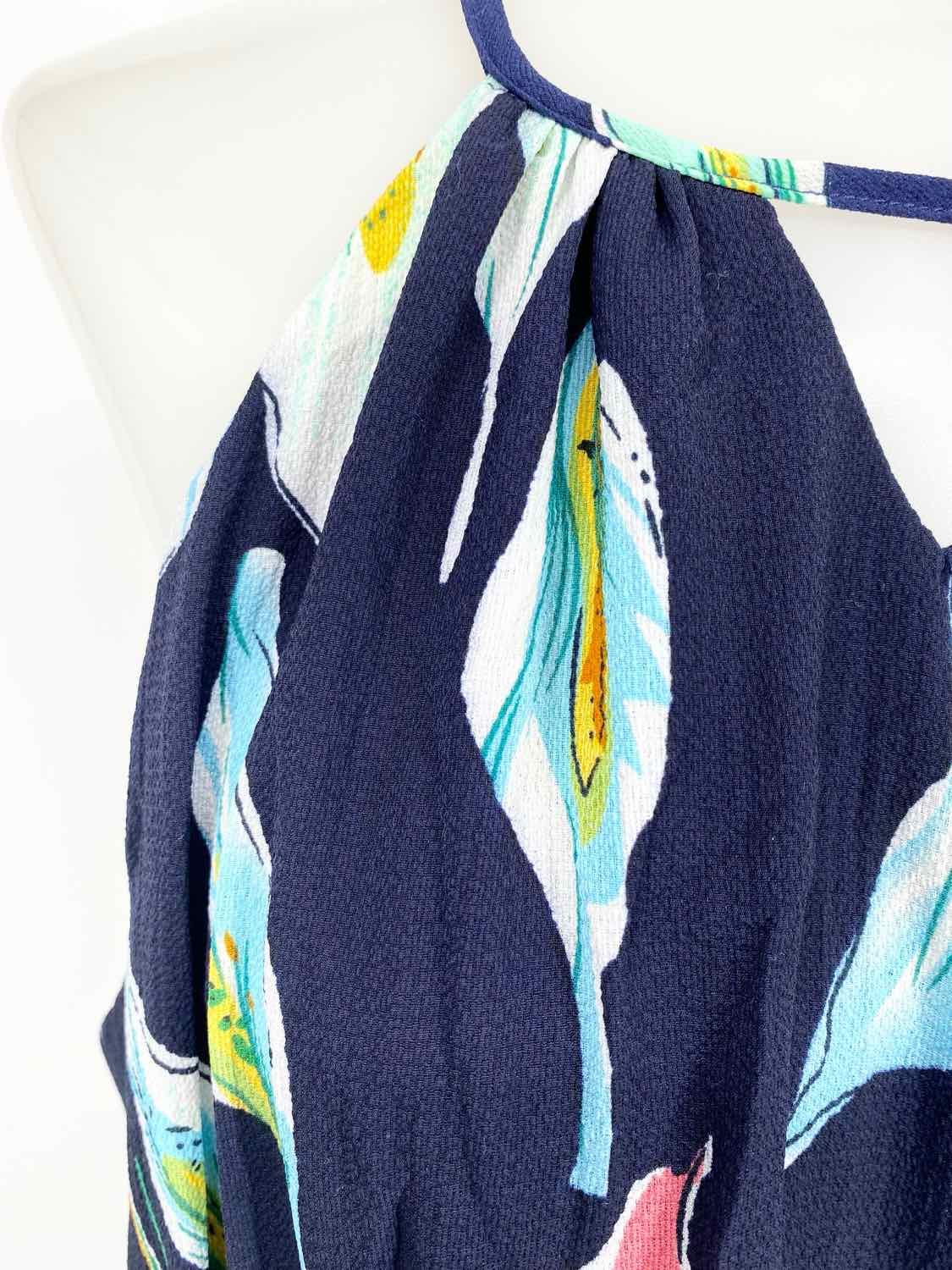 LUXMI Women's Navy/Pink Racerback Floral Size L Dress - Article Consignment