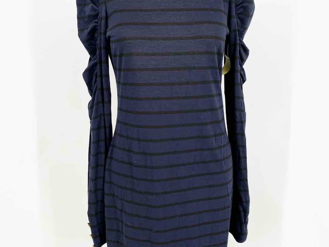 Juicy Couture Women's Navy/Black Long Sleeve Jersey Stripe Size M Dress - Article Consignment