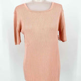 ESCADA by M LEY Women's Peach Silk Knit Ribbed Size 40/10 Short Sleeve Top - Article Consignment