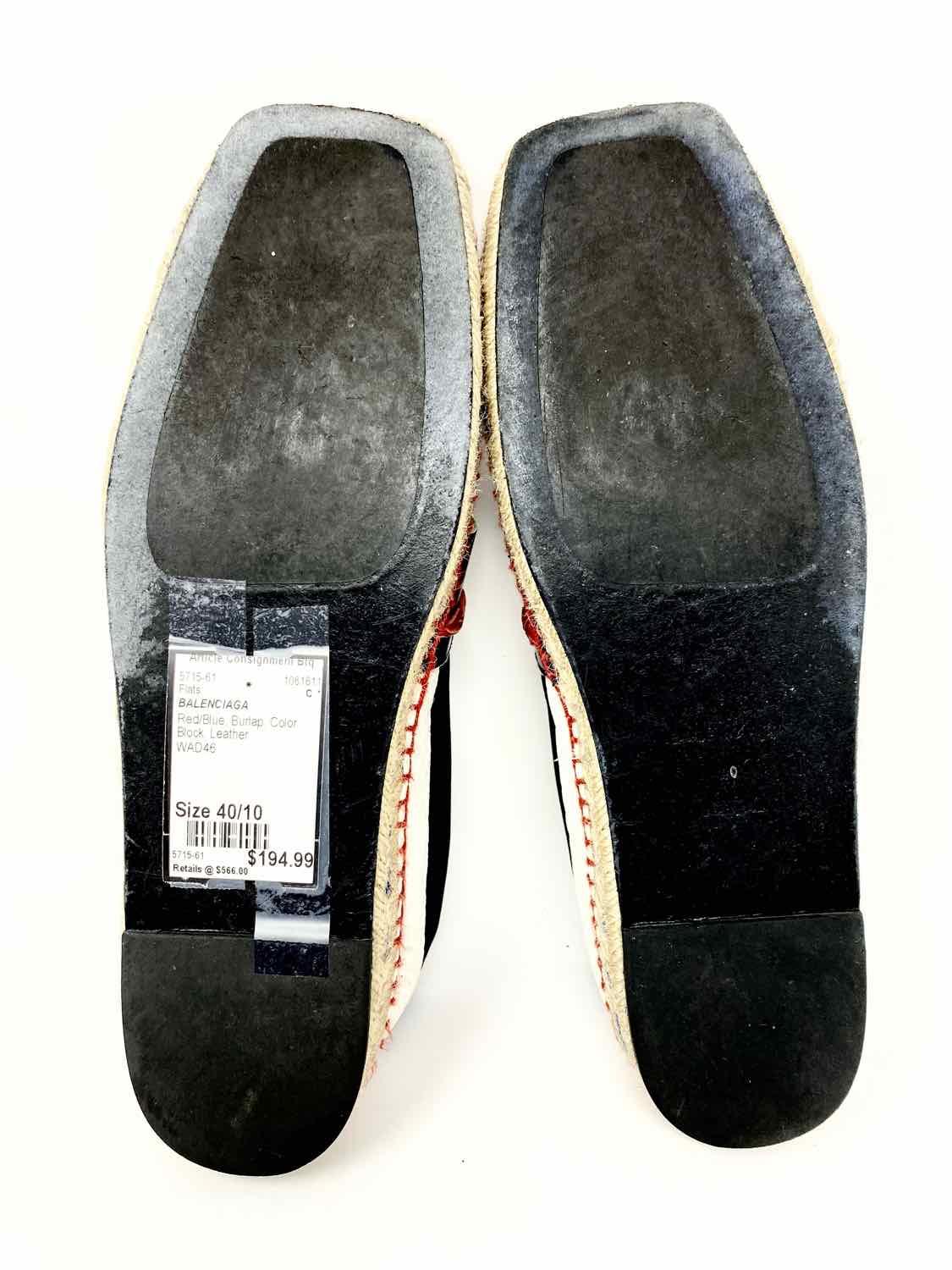 BALENCIAGA Shoe Size 40/10 Red/Blue Color Block Leather Flats - Article Consignment
