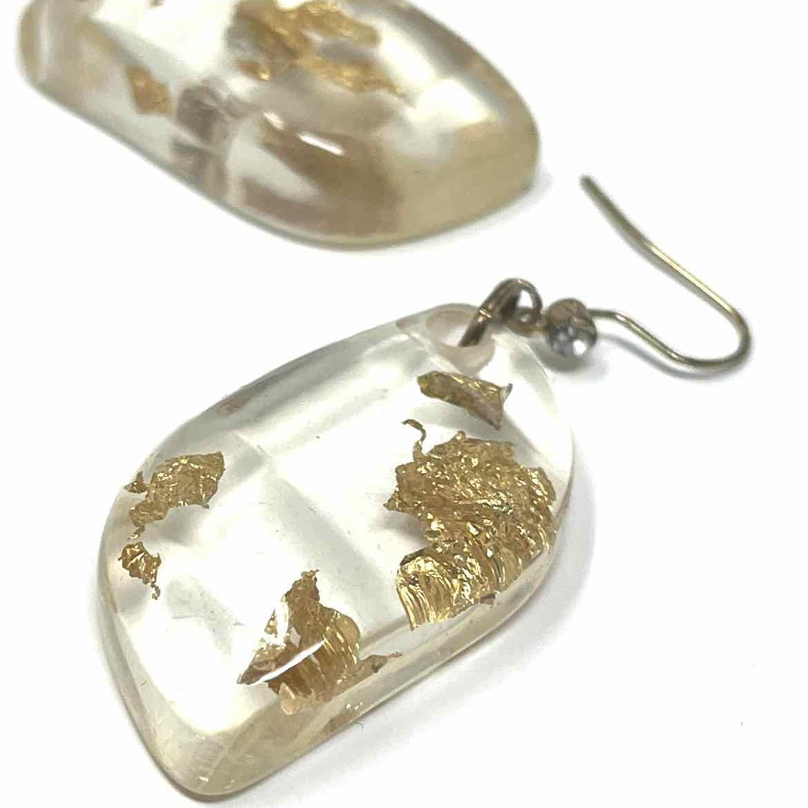 Acrylic Clear/Gold Dangle Earrings - Article Consignment