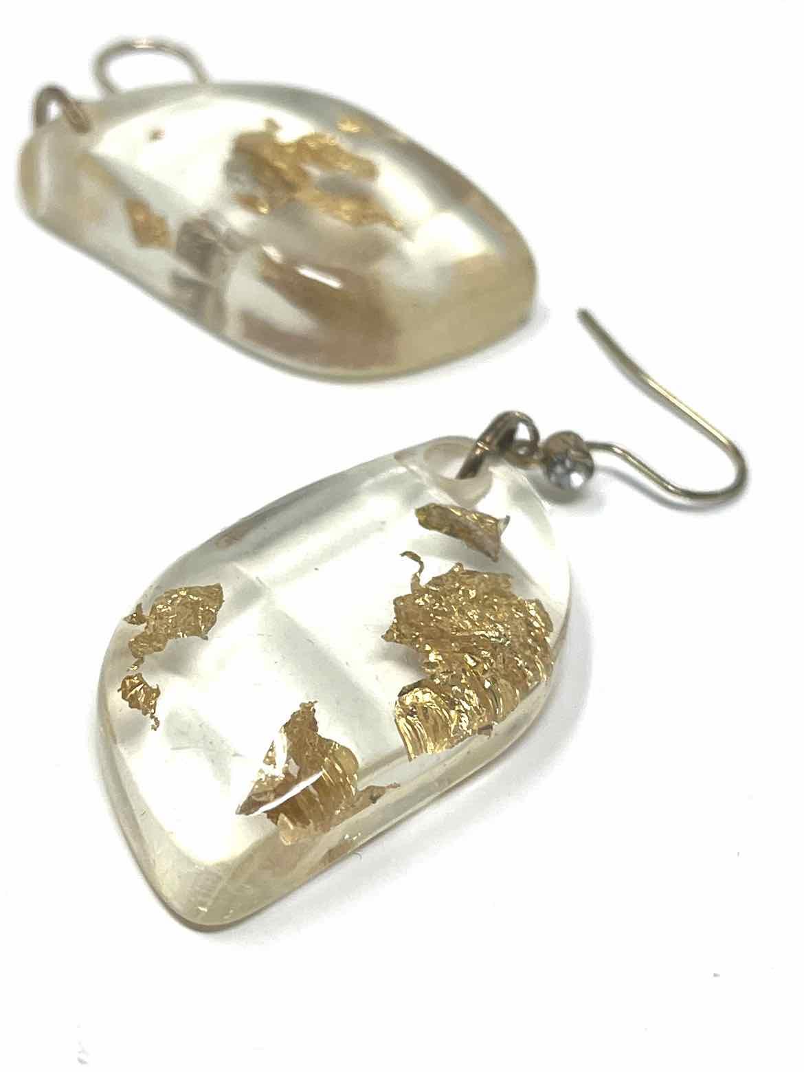 Acrylic Clear/Gold Dangle Earrings - Article Consignment