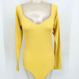 Fabletics Women's Yellow Long Sleeve Knit Ribbed Size M Bodysuit - Article Consignment