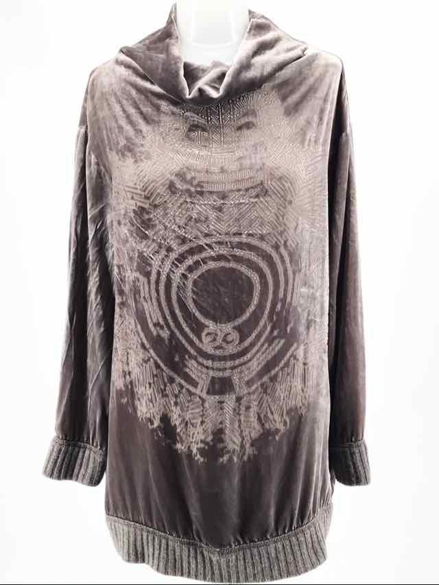 Escada Sport Size 36/6 Tan Velvet Velvet Burnout Long Sleeve - Article Consignment