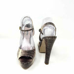 miu miu Women's Ivory/Tan Platform Snake Print Size 41/10 Sandals - Article Consignment