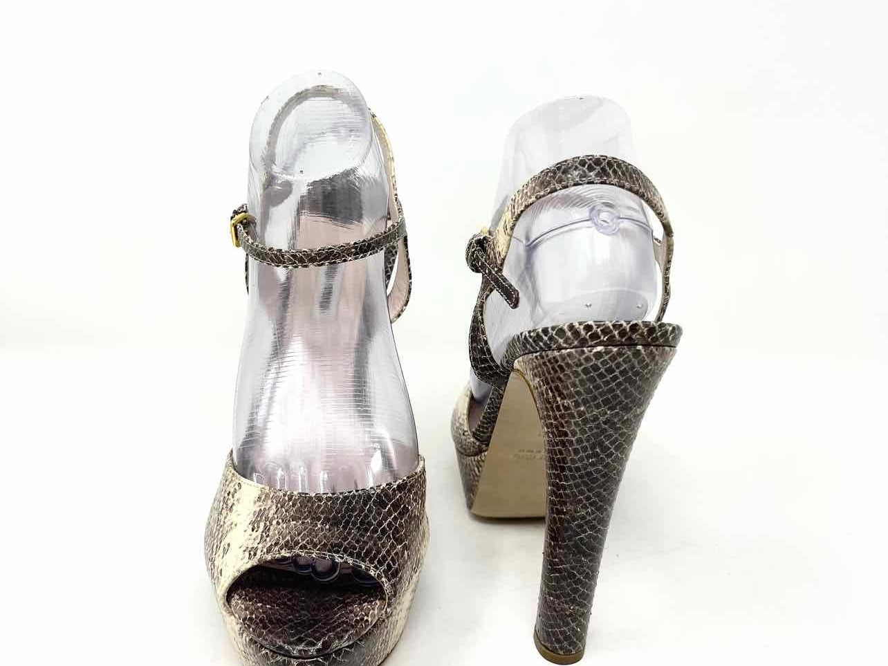 miu miu Women's Ivory/Tan Platform Snake Print Size 41/10 Sandals - Article Consignment