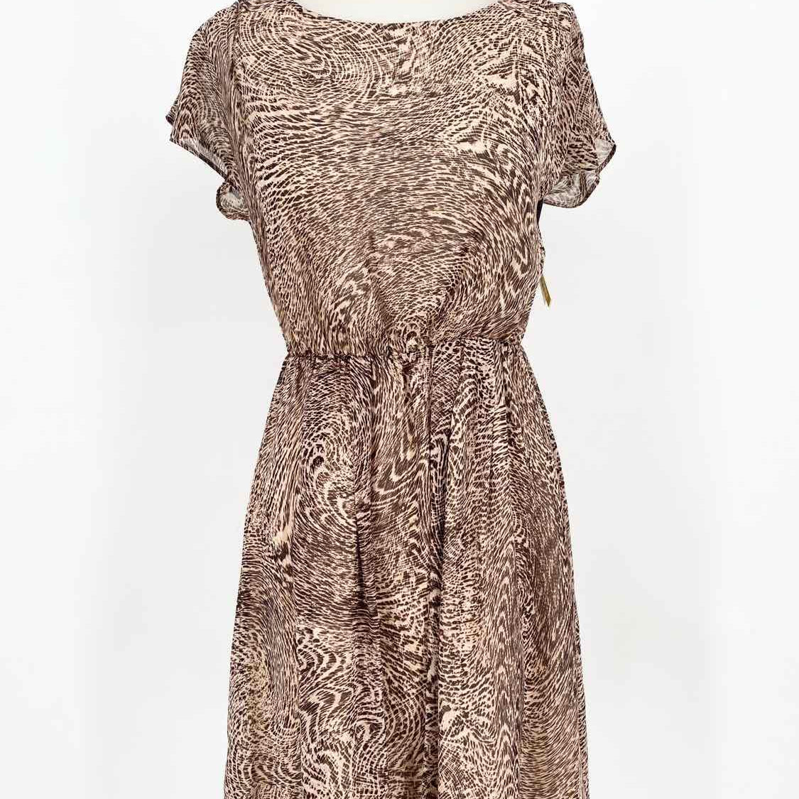 alice+olivia Women's Beige/Brown High Neck Animal Print Size XS Dress - Article Consignment