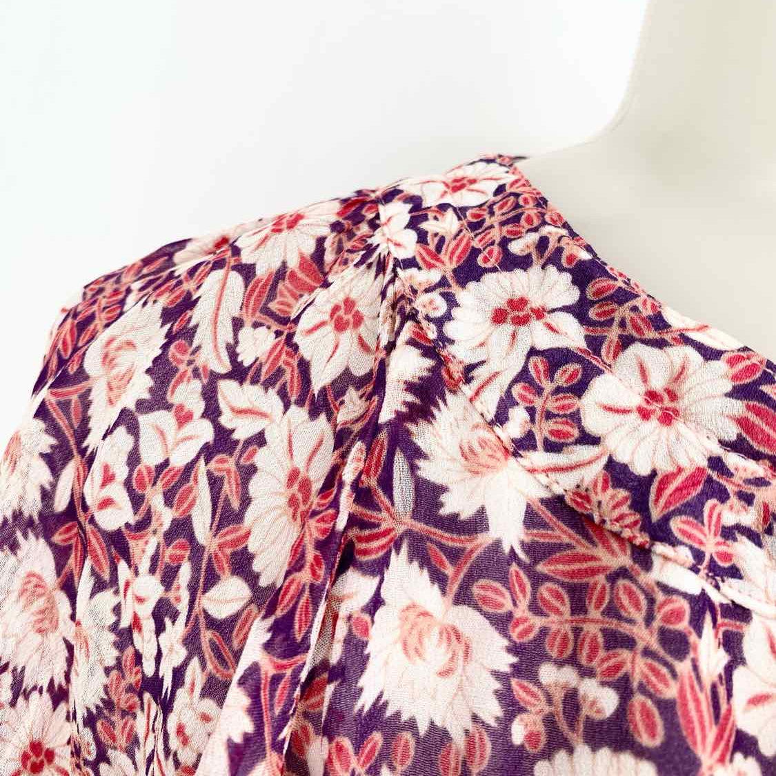 REBECCA MINKOFF Women's Pink/Purple/White Size M Open Sleeve Floral Resort Dress