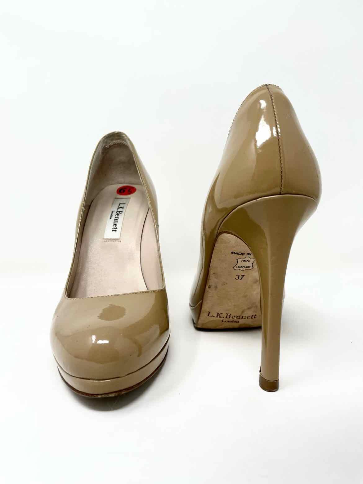 L.K.Bennett London Women's Nude Platform Patent Leather Stiletto Pumps - Article Consignment