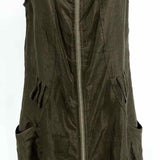 ( )3322 Size M Army Green tunic Linen Sleeveless - Article Consignment