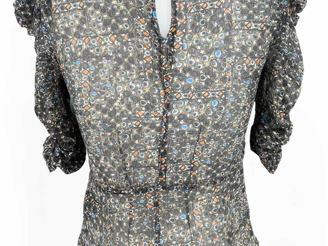 ISABEL MARANT pour H&M Women's Gray/Blue Gathered Size 2 Short Sleeve Top - Article Consignment