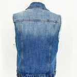 BDG Women's Blue Collared Denim frayed Size M Vest - Article Consignment