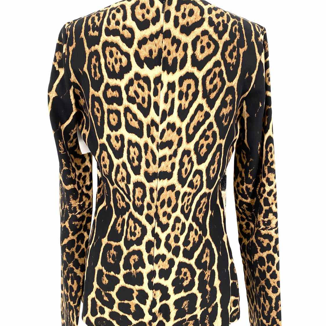Saint Laurent Women's Beige Size S Silk Leopard Long Sleeve