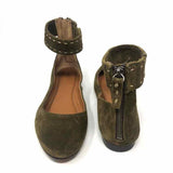 FRYE Shoe Size 6.5 Olive Round Toe Suede Flats - Article Consignment