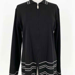 MISOOK Women's black/white Zip Acrylic Stripe Size S Jacket - Article Consignment