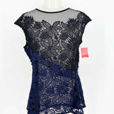 Deletta Women's Black/Blue Tank Lace Color Block Size XS Sleeveless - Article Consignment