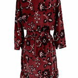 Sezane Size 36/0 Burgundy Silk Print Dress - Article Consignment