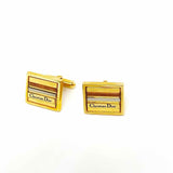 Christian Dior Metal Gold Tone Square Cuff Links - Article Consignment