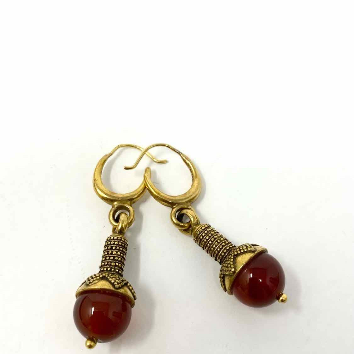 Brass Drop Carnelian Earrings - Article Consignment