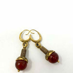 Brass Drop Carnelian Earrings - Article Consignment