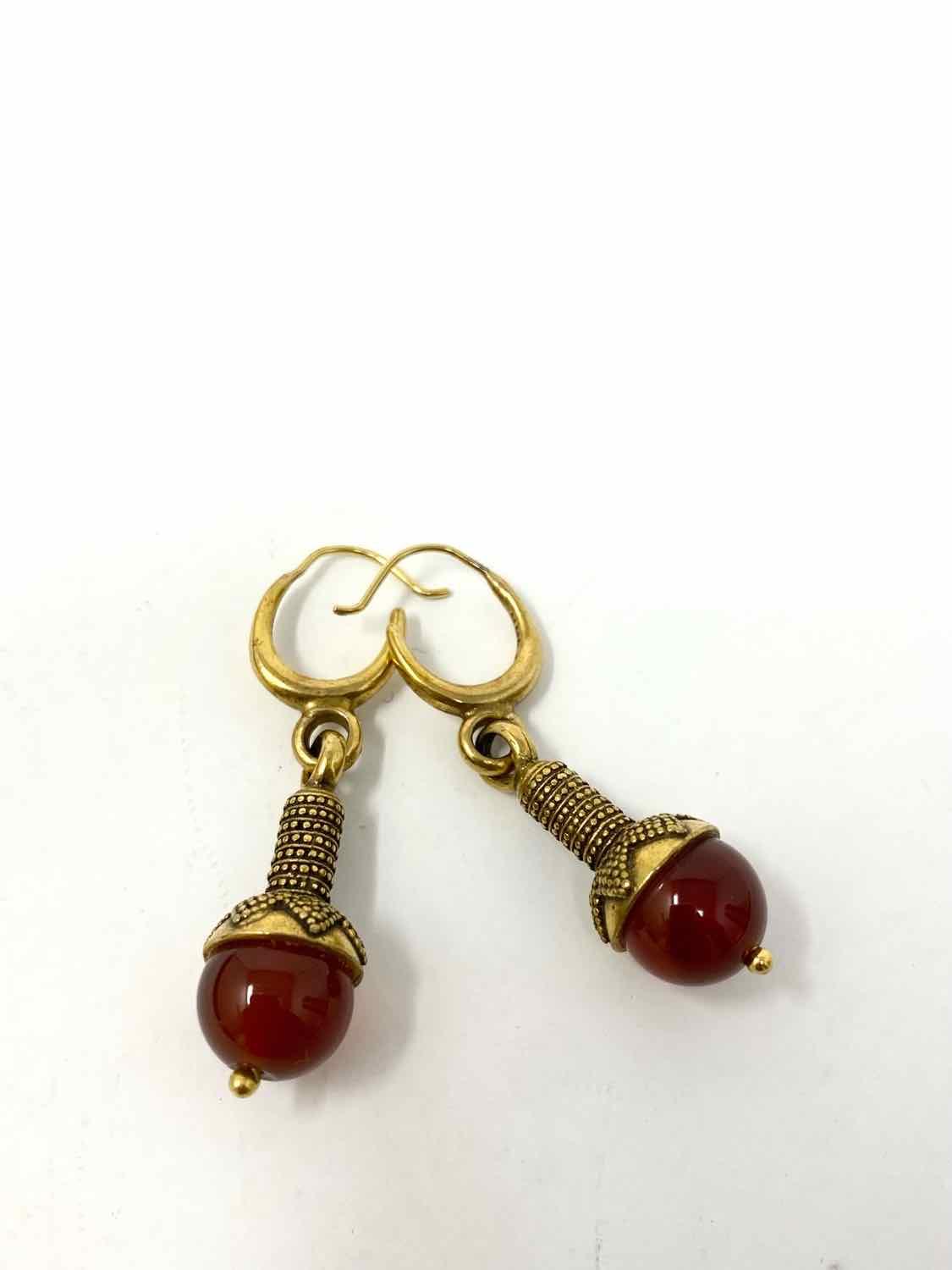 Brass Drop Carnelian Earrings - Article Consignment