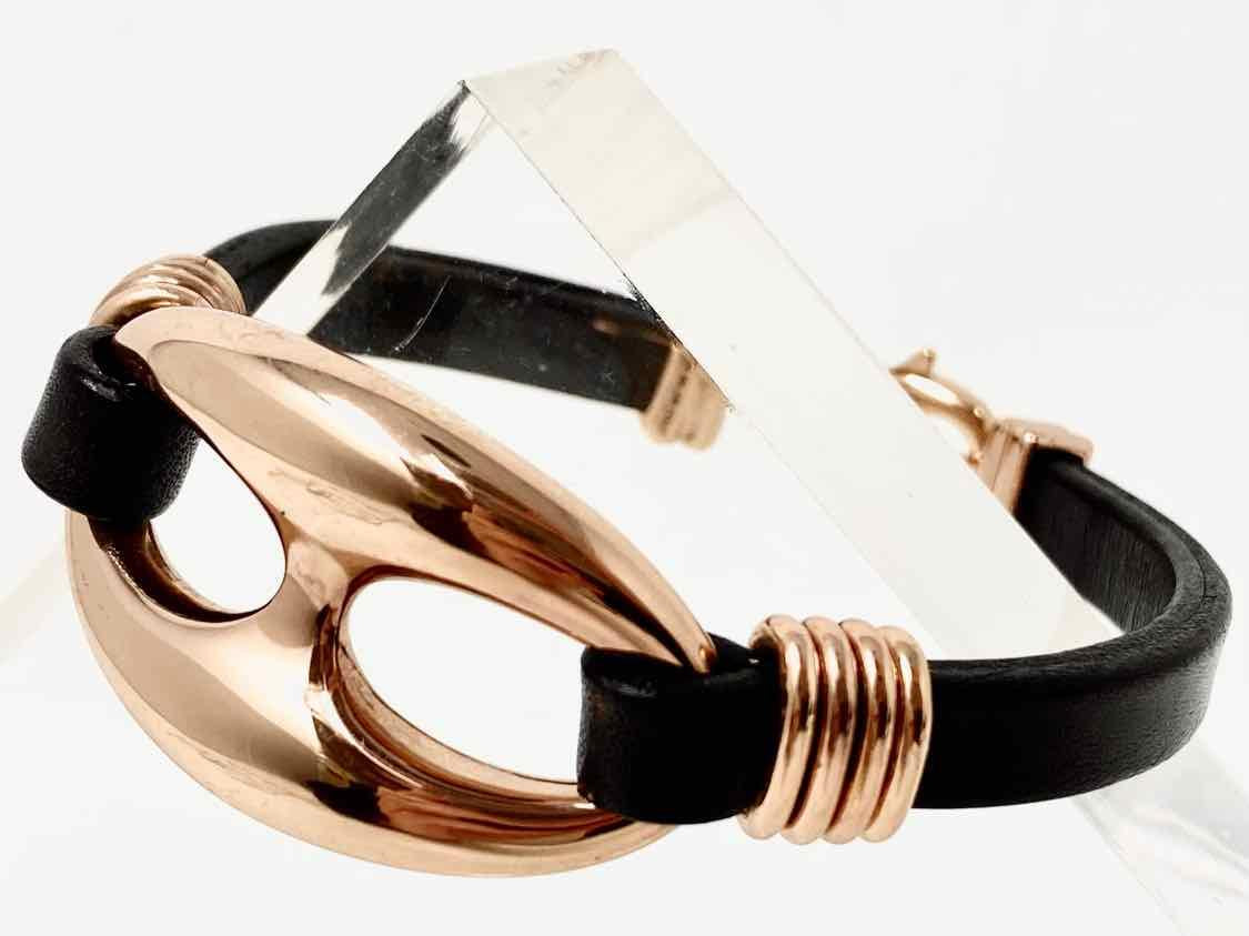 Italy Bronze Black/Rose Gold 8 in Cowhide Bracelet - Article Consignment
