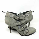 Coach Women's Gray Stiletto Leather Buckle Recently Reduced Size 11 Bootie - Article Consignment